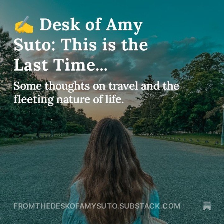 Some travel thoughts about nostalgia and being present, live on my Substack!⁠
⁠
⁠
👀 Read it on my profile, go to ✍️ From the Desk of Amy Suto!⁠
⁠
⁠
⁠
⁠
.⁠
.⁠
.⁠
.⁠
.⁠
.⁠
.⁠
#author #amreading #amwriting #writer #writerslife