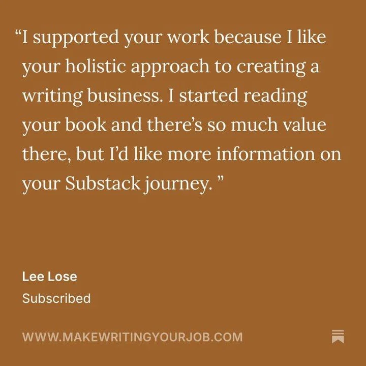 Thanks for subscribing to ✍️ Make Writing Your Job, Lee! Glad to have you as a part of our writing community 🎉