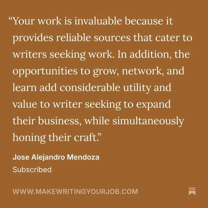 Thanks for joining the community! It&rsquo;s been awesome to help writers find cool opportunity here at ✍️ Make Writing Your Job, and I&rsquo;m glad you found us 💕