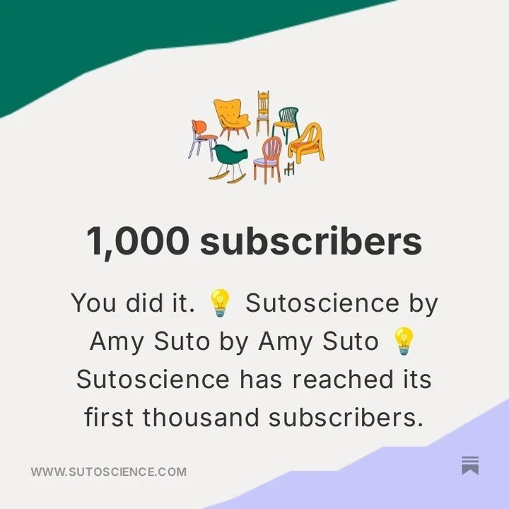 Wow, thanks for all of the love on Substack! Sutoscience is my newest publication covering different topics about the creator economy (including creator news + how to grow on Substack) and I'm honored that so many of you have already subscribed. 

I'