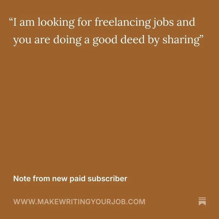 Thanks for becoming a paid subscriber! 🎉 Our favorite part of 2025 was hearing from writers who landed cool jobs, pitches, and other writing opps from our board. Here's to a great 2026 with warm writing vibes! 🎄 BTW if you're reading this and you'r