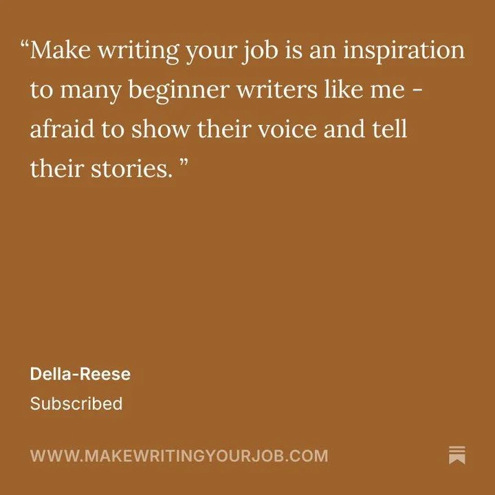 Thanks for joining our community as a paid subscriber of ✍️ Make Writing Your Job, Della Reese! Glad you&rsquo;re here 🙌