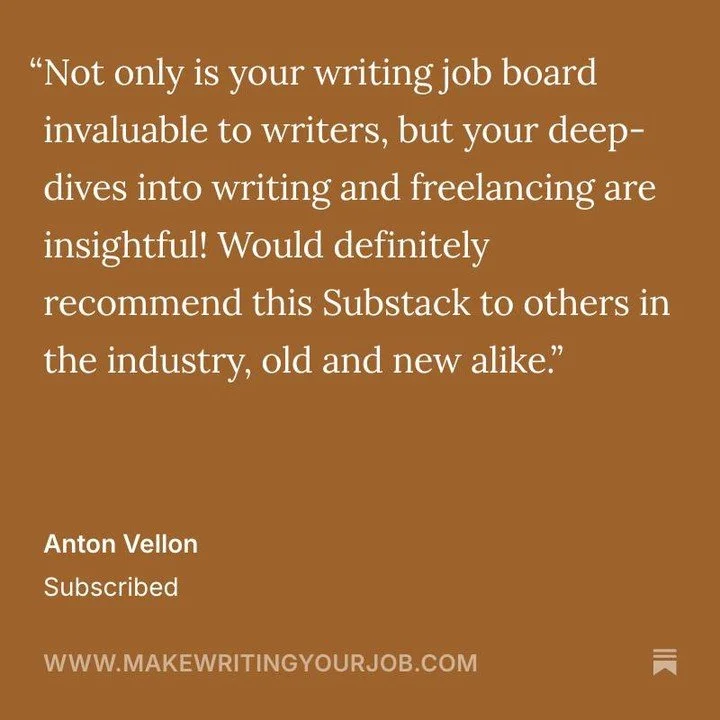 Welcome to the ✍️ Make Writing Your Job community, Anton! Glad you&rsquo;re here 🎉