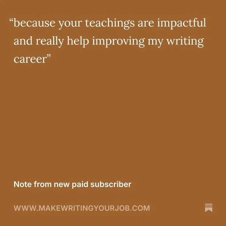 thanks for joining our writing job board and community as a paid subscriber at MakeWritingYourJob.com 💕