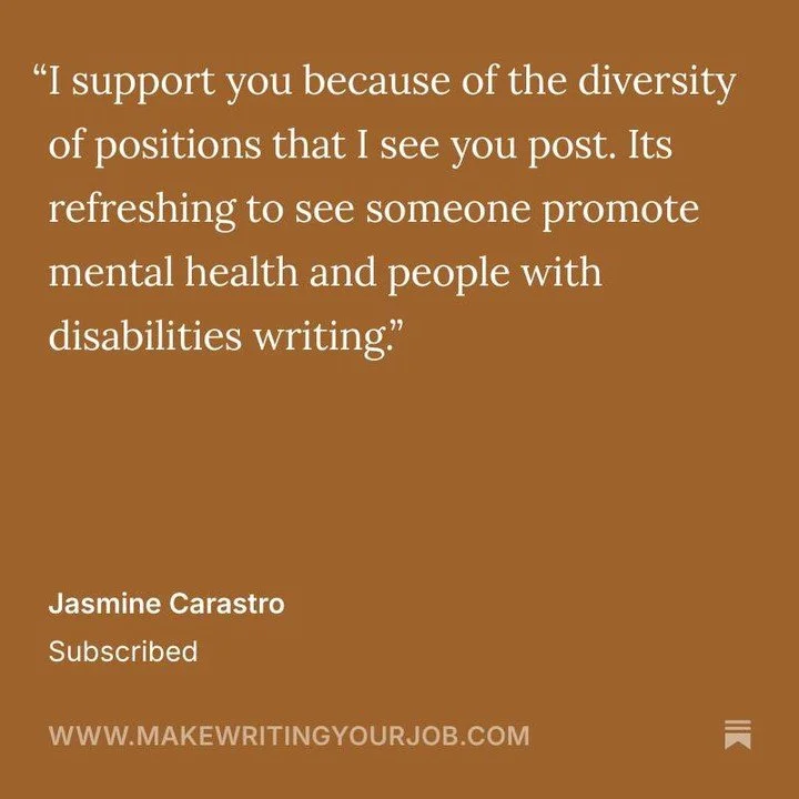 Thanks so much for becoming a paid subscriber at ✍️ makewritingyourjob.com, Jasmine! 

I&rsquo;m so glad you&rsquo;re appreciating our diverse range of writing jobs, grants, contests, residencies, and other opportunities. ✨ We love surfacing all type