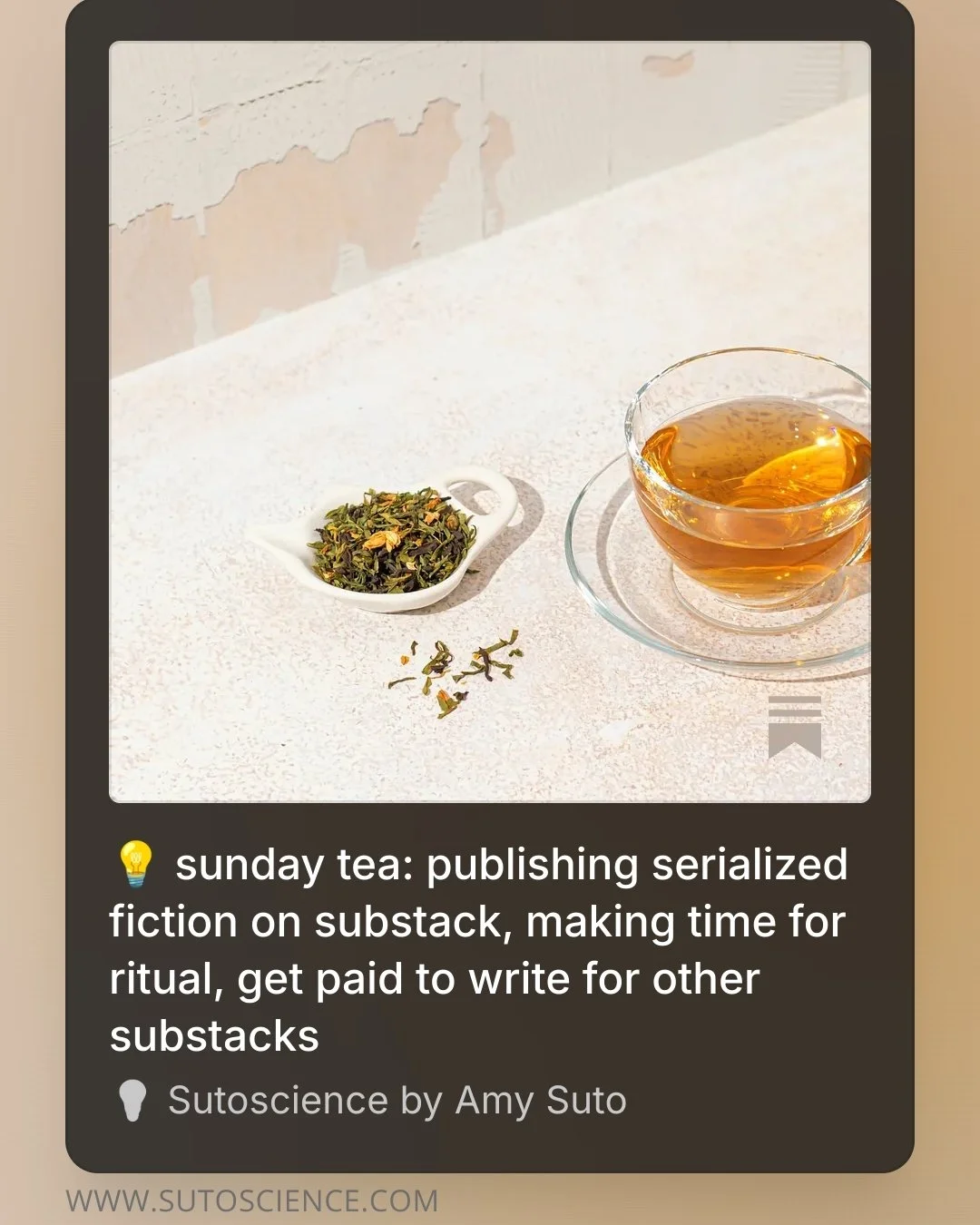 returning to my 🍵 sunday tea series!

👇 a weekly roundup of curated ideas, links, products, tea, and other recommendations for what you should watch and read to feel inspired as a writer: