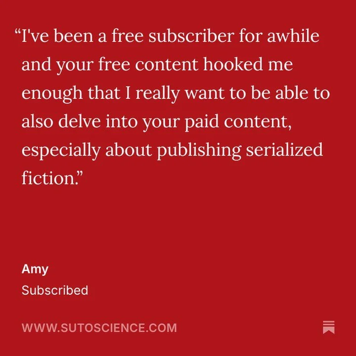 Thanks so much for becoming a paid subscriber to 💡 Sutoscience, Amy! Looking forward to seeing what you create in the serialized fiction world :)