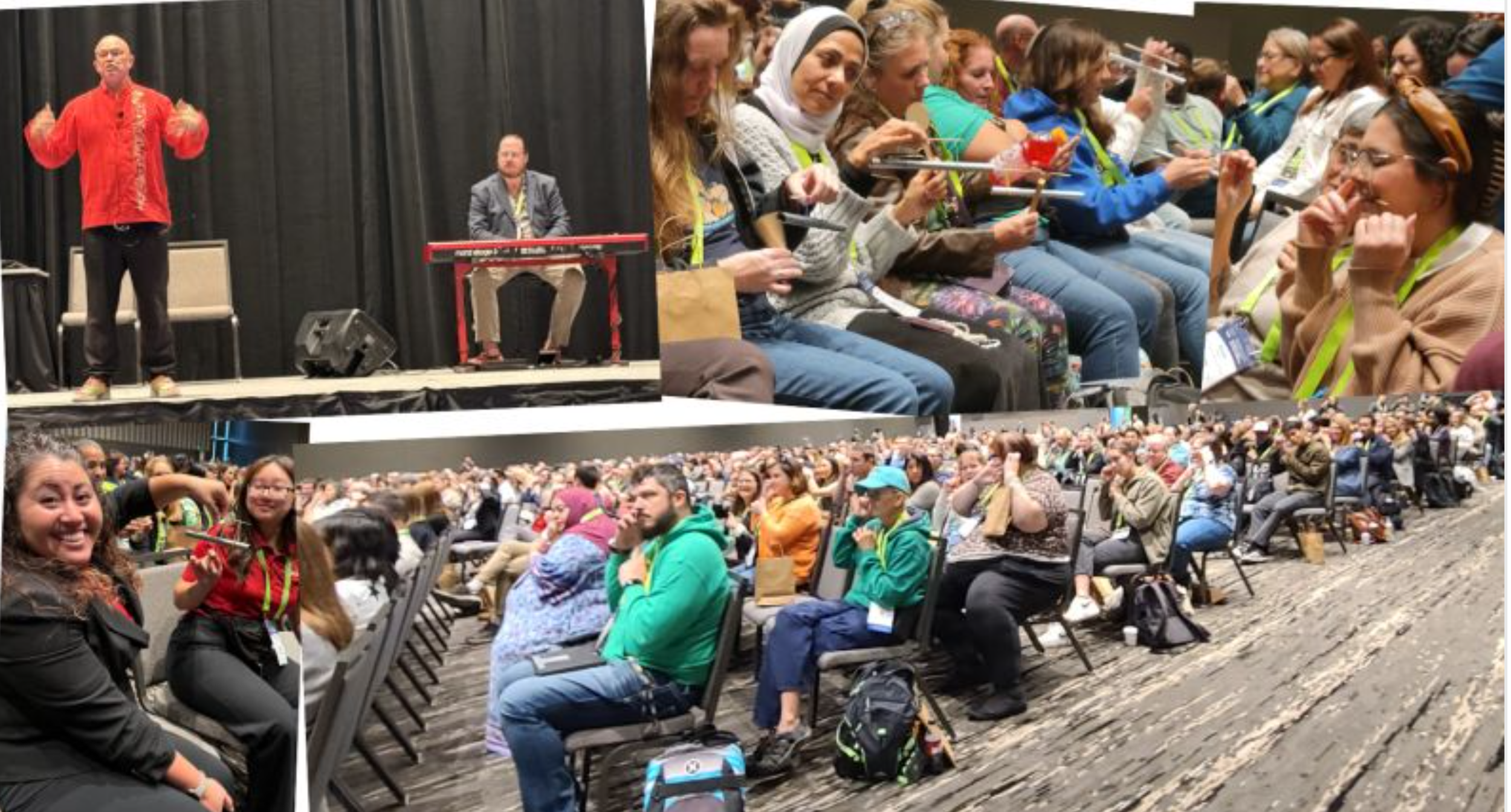 Collective Resonance at the California Association of Science Educators. 500 teachers exploring sound and playing music together.