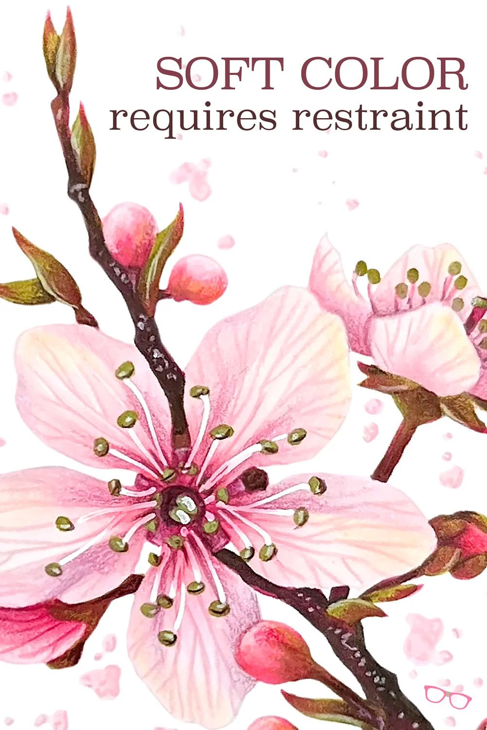 Don’t assume soft pinks need more shading. Delicate color depends on doing less. Overworking alcohol marker makes pink darker and less luminous. Artists protect soft color with restraint and intentional color. Cherry Blossom lesson at ColorWonk.