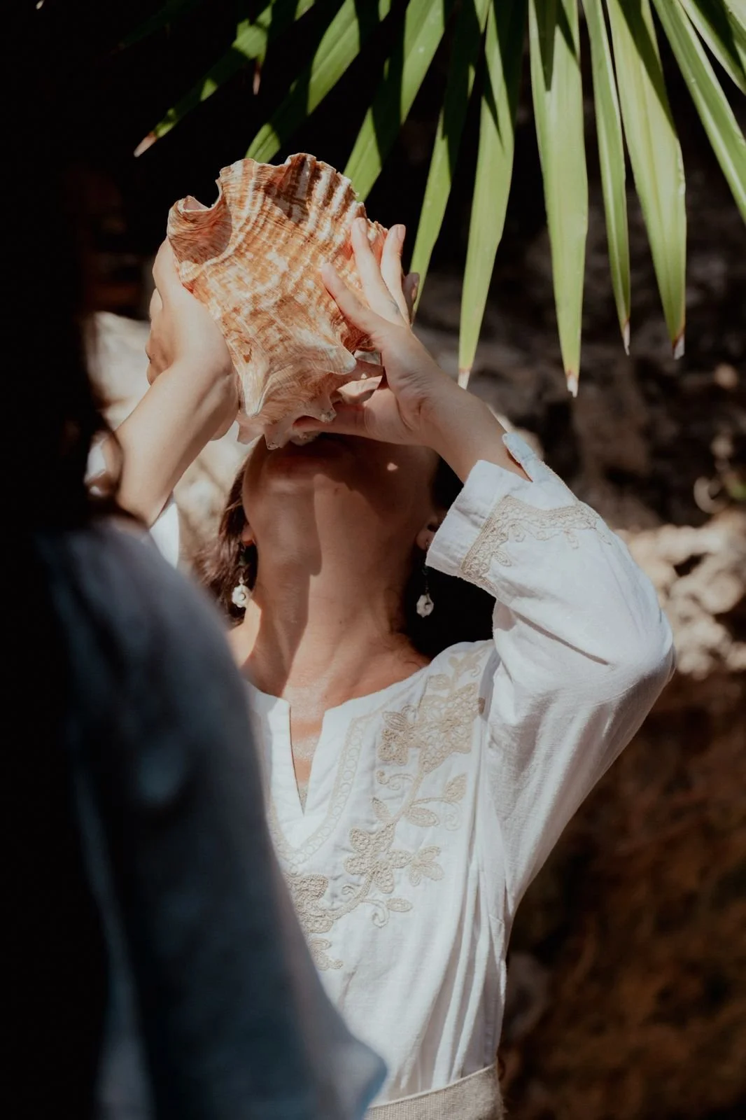 Frida Lopez in a ceremony space, cenote tulum. 