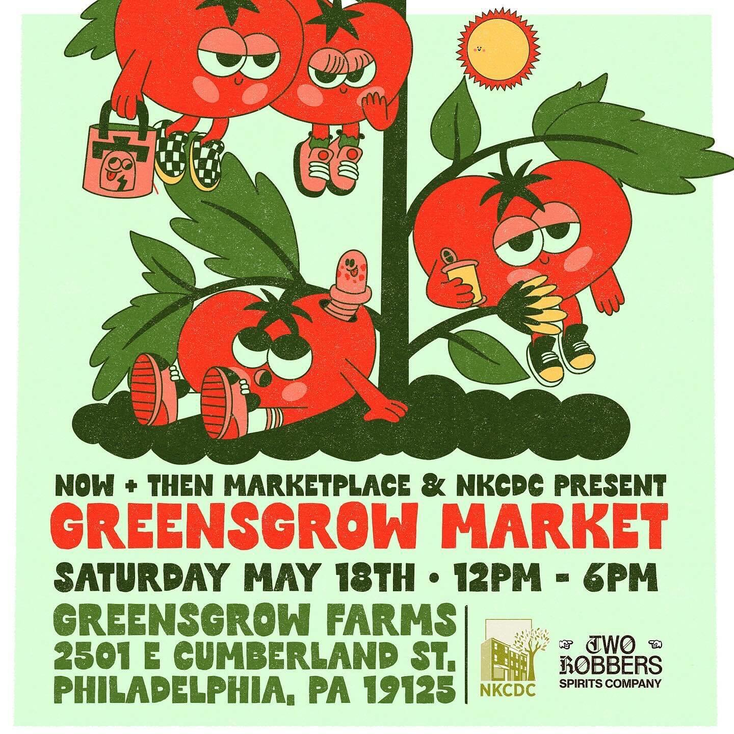 Stop &amp; smell the flowers while you shop over 60 local vendors THIS SATURDAY 5/18 at the recently reopened @greensgrow farm located at 2501 E Cumberland in Fishtown from Noon to 6pm 🌷🛍️ We have local drinks from @two_robbers 🍹 Music from DJ @li