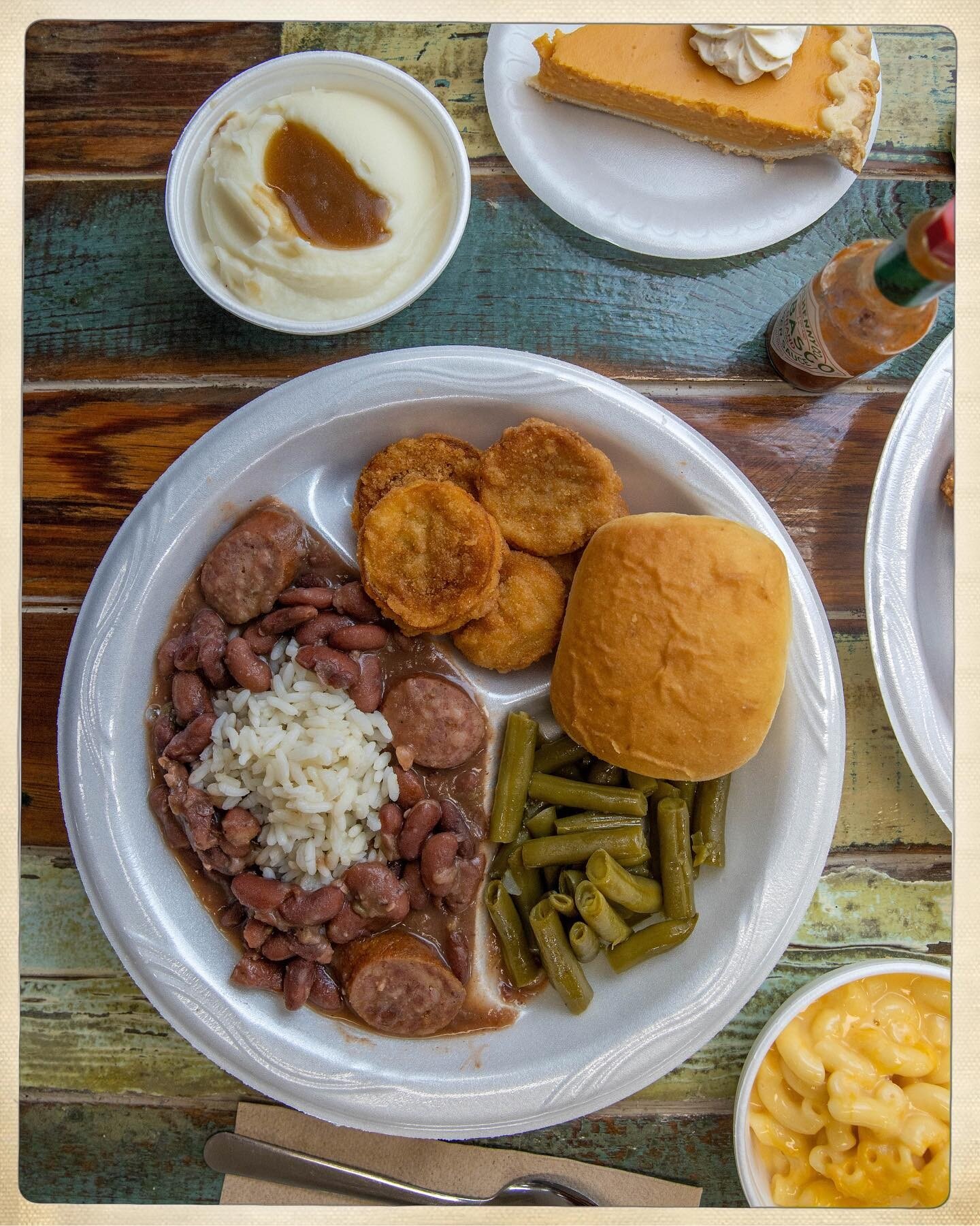 Monday Special: Red Beans &amp; Sausage w/ Rice! Comes with 2 sides of your choice, cornbread or buttered roll, and a fountain drink! Add extra sides and a dessert if your bring your appetite! #LakeSereneGrocery