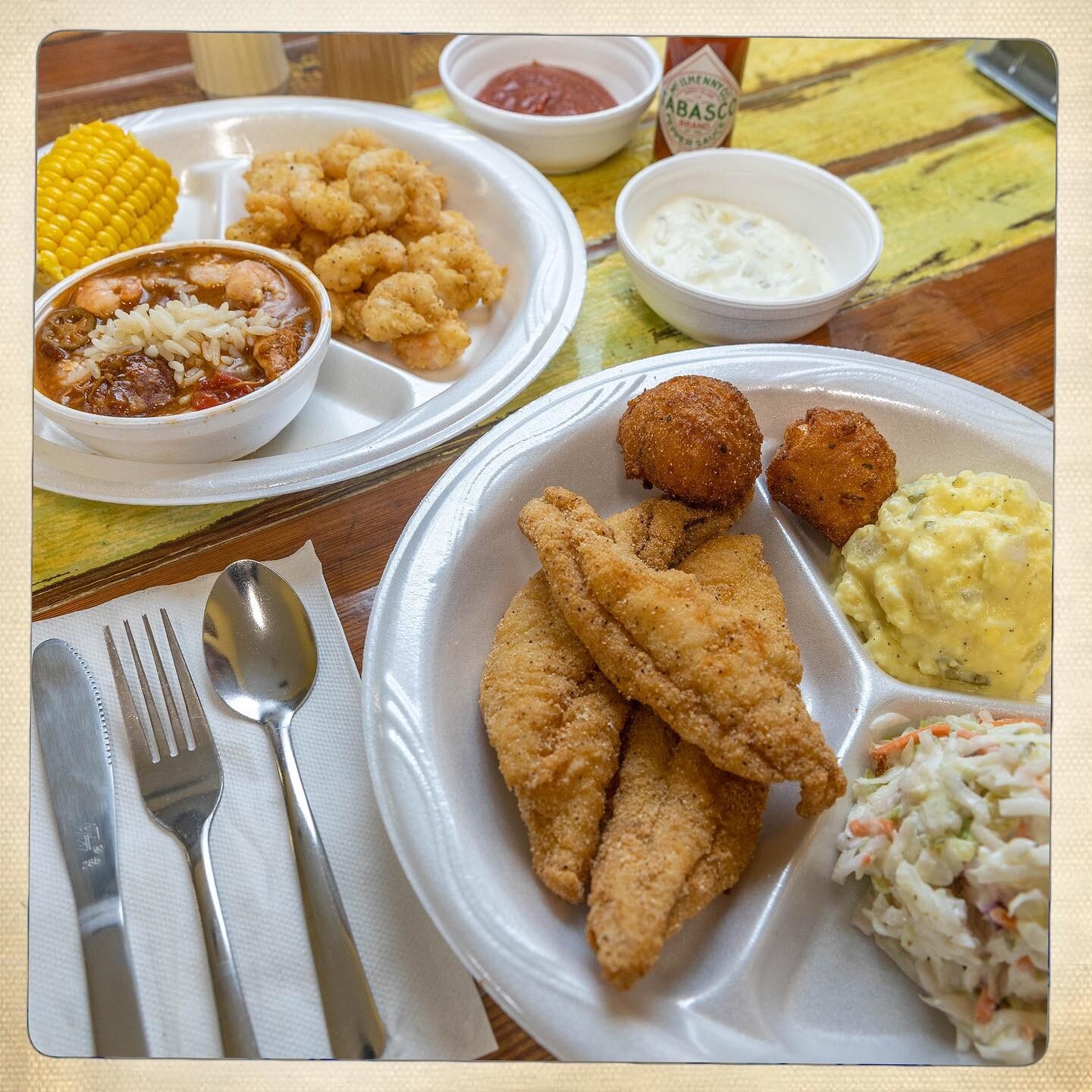 Friday Special: You don&rsquo;t want to miss out on Seafood Friday! Come see us for lunch! We&rsquo;ve got Baked &amp; Fried Fresh Catfish, Fried Shrimp, Stuffed Crab, Jambalaya, Baked Beans, Green Beans, Fried Okra, Corn On Cobb, Cole Slaw, Potato S