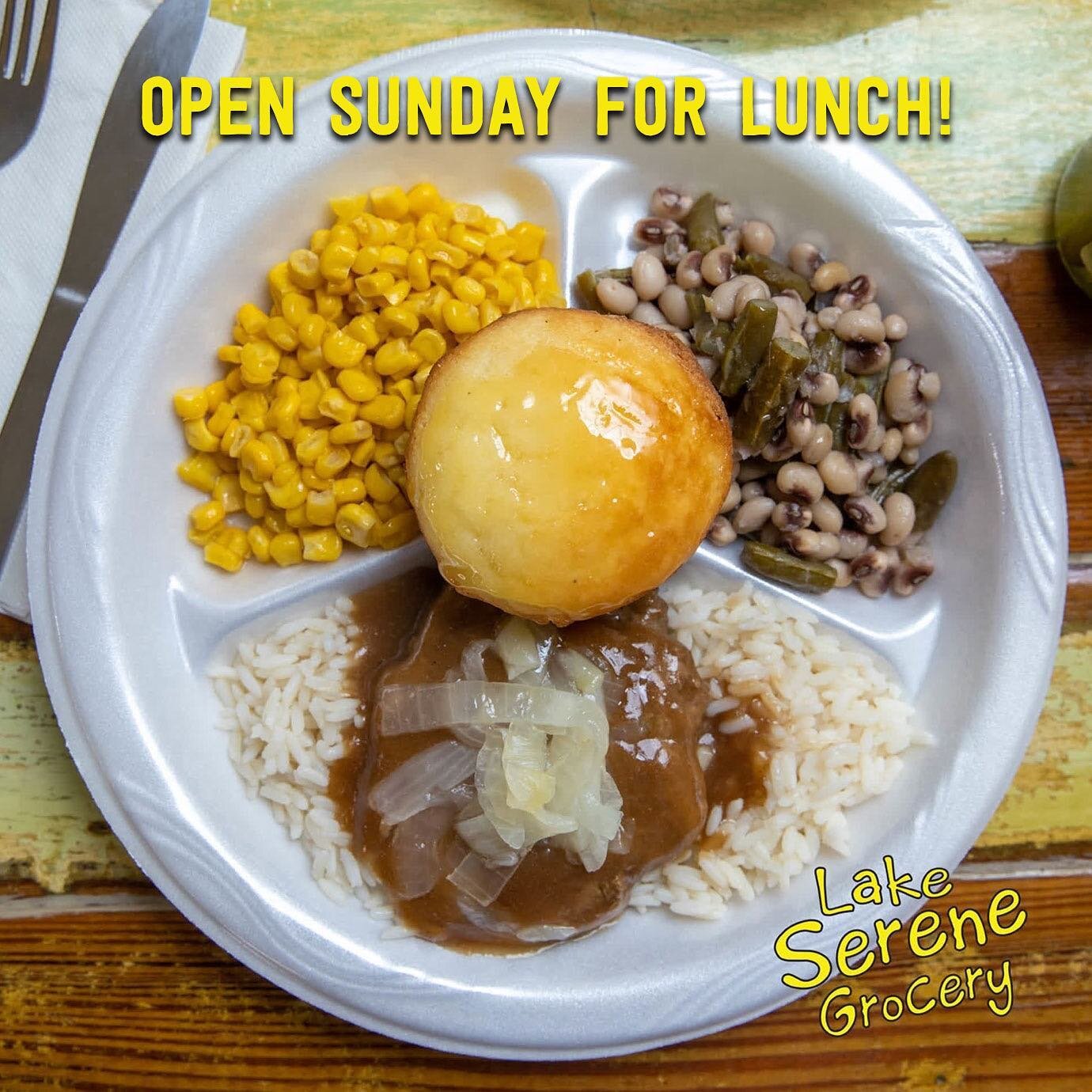 Join us for SUNDAY LUNCH! The Kitchen and Grill will be open for normal lunch hours at our Hwy 98 location! Hamburger Steak, Fried Chicken, Chicken Spaghetti, Vegetables and Strawberry Cake for dessert! ALSO&hellip; tomorrow is #NationalCheeseburgerD