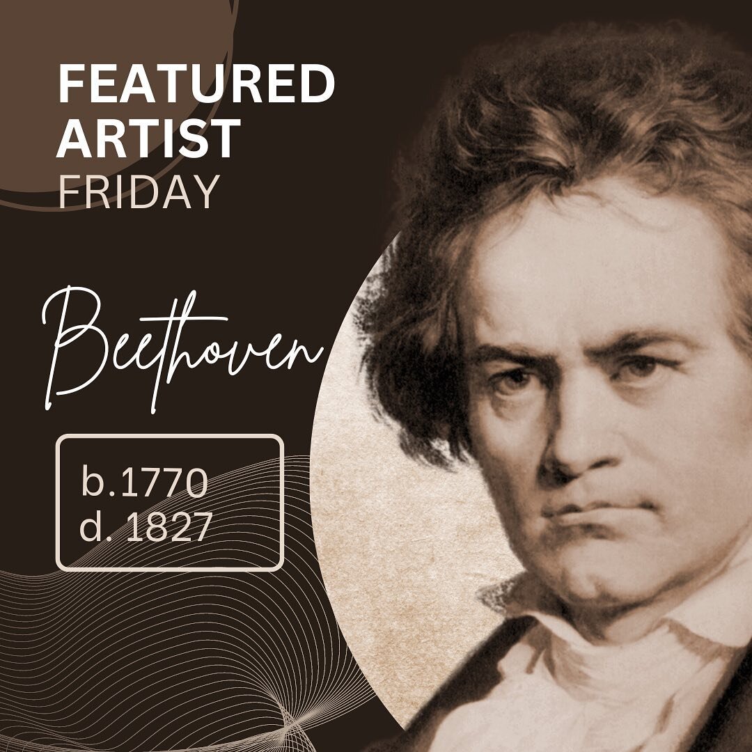 It's Featured Artist Friday, and this time we're talking about Beethoven!

Here are some quick facts:
-His career helped to mark the transition between the Classical and Romantic musical periods (especially his 3rd Symphony)! 🎼
-Both Beethoven's gra