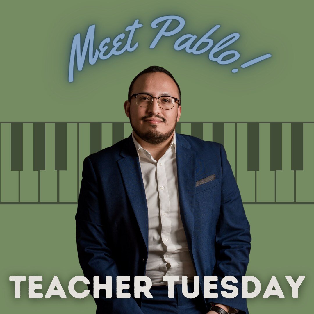 This is Pablo! He is one of our fabulous piano instructors. 🎹 Take a peek to learn some fun facts about him! 🇲🇽