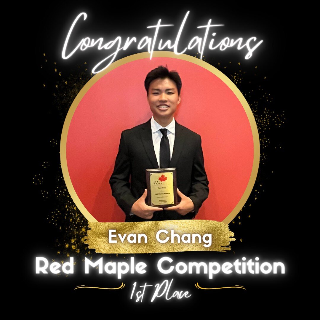 WINNER WEDNESDAY!! We are super impressed with Evan Chang's 1st place🥇 win at the 🍁 Red Maple Competition! 🎖 You rock! 🏆