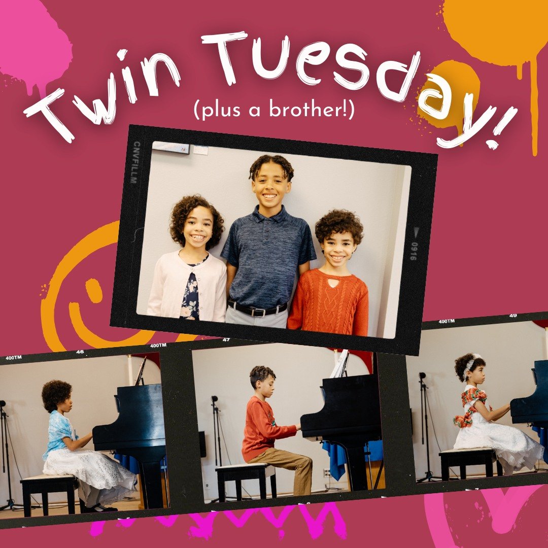 It's TWIN TUESDAY (+ an older brother 🙂)!!! Elena, Adele, and Nehemiah are long time students and a delight to have at our school! While each sibling is individually talented, the twins are doubly skilled when they play duets together; they earned a