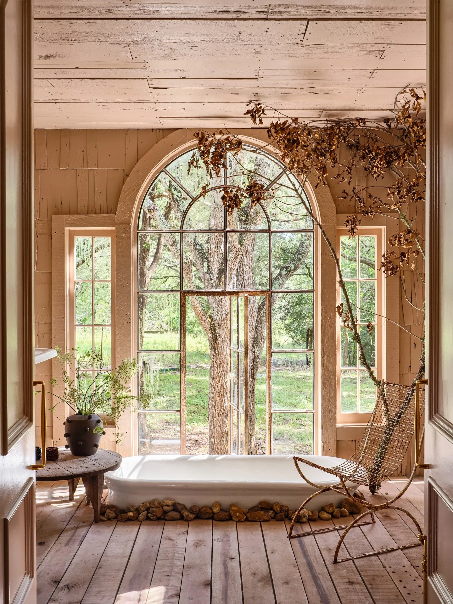 The Primary Bathroom at our Leftovers House! Because this house wasn&rsquo;t for a client, @astoriedstyle and I gave ourselves total freedom to experiment. It became our design playground &mdash; a place to finally test out all the wild ideas we&rsqu