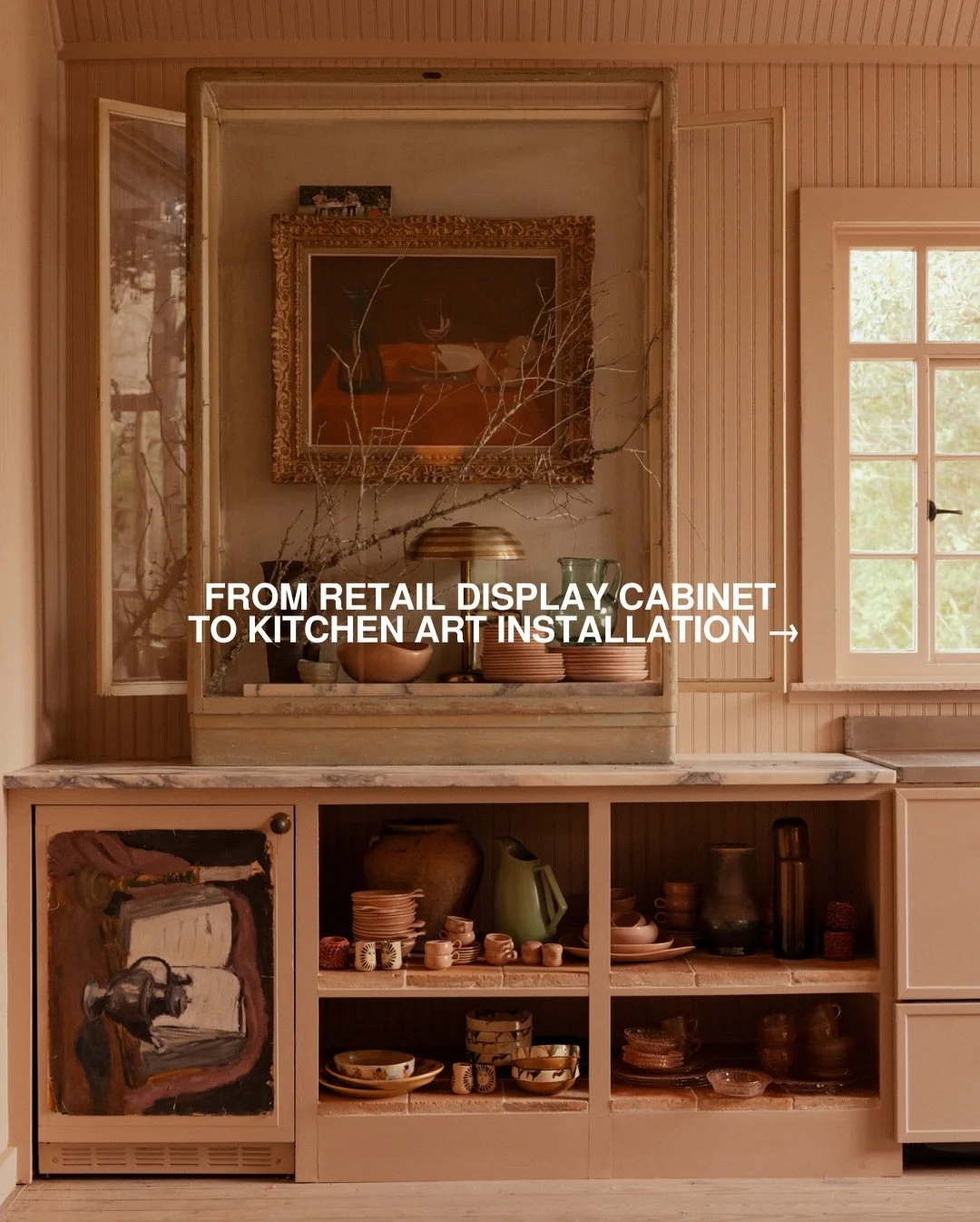 The rules at our #LeftoversHouse were simple: use what we&rsquo;ve got! And make it fun.

This old display case could have easily been forgotten or overlooked, but instead we turned it into a little kitchen art installation. Since this short-term ren