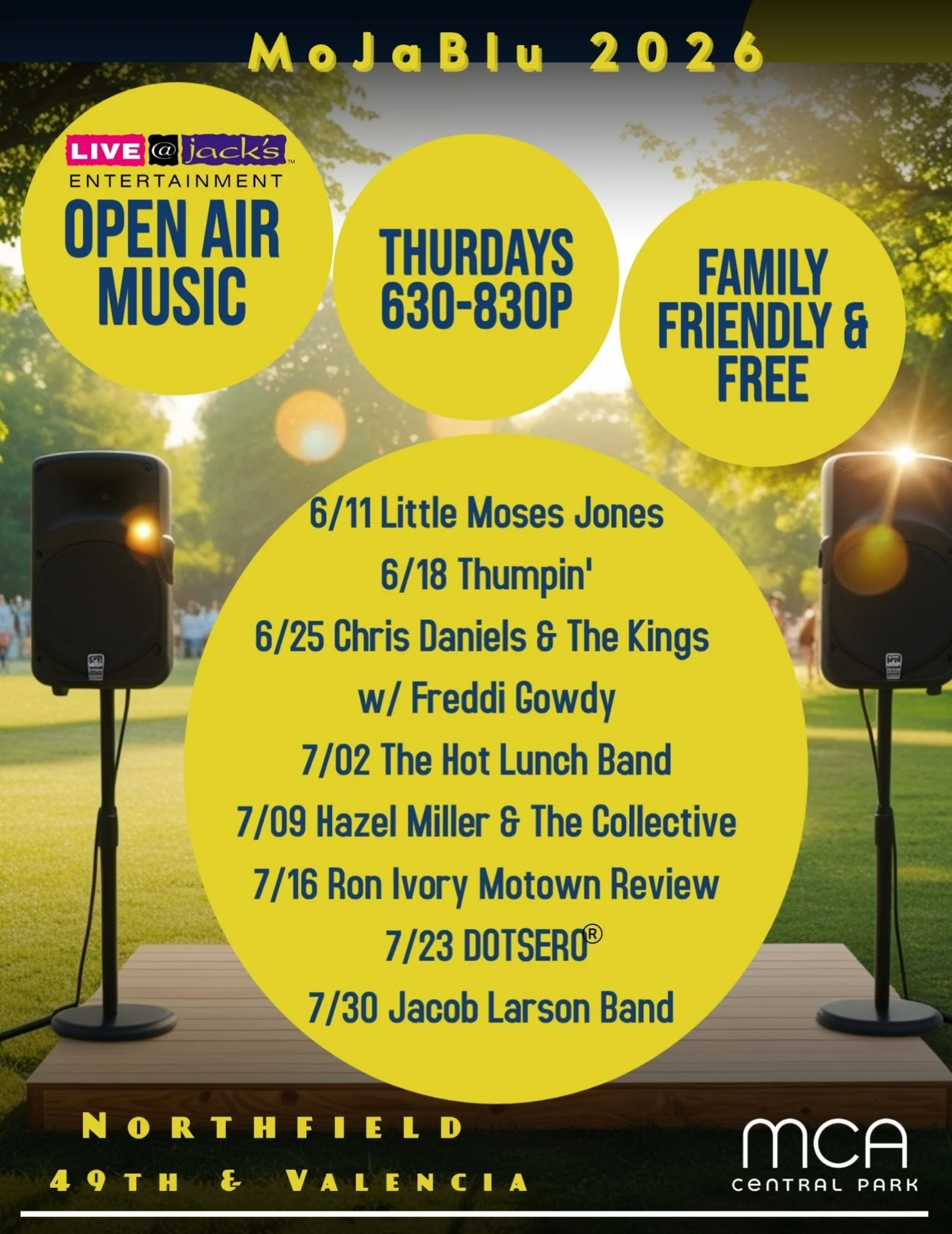 MoJaBlu MCA Central Park North Green Concerts 2026