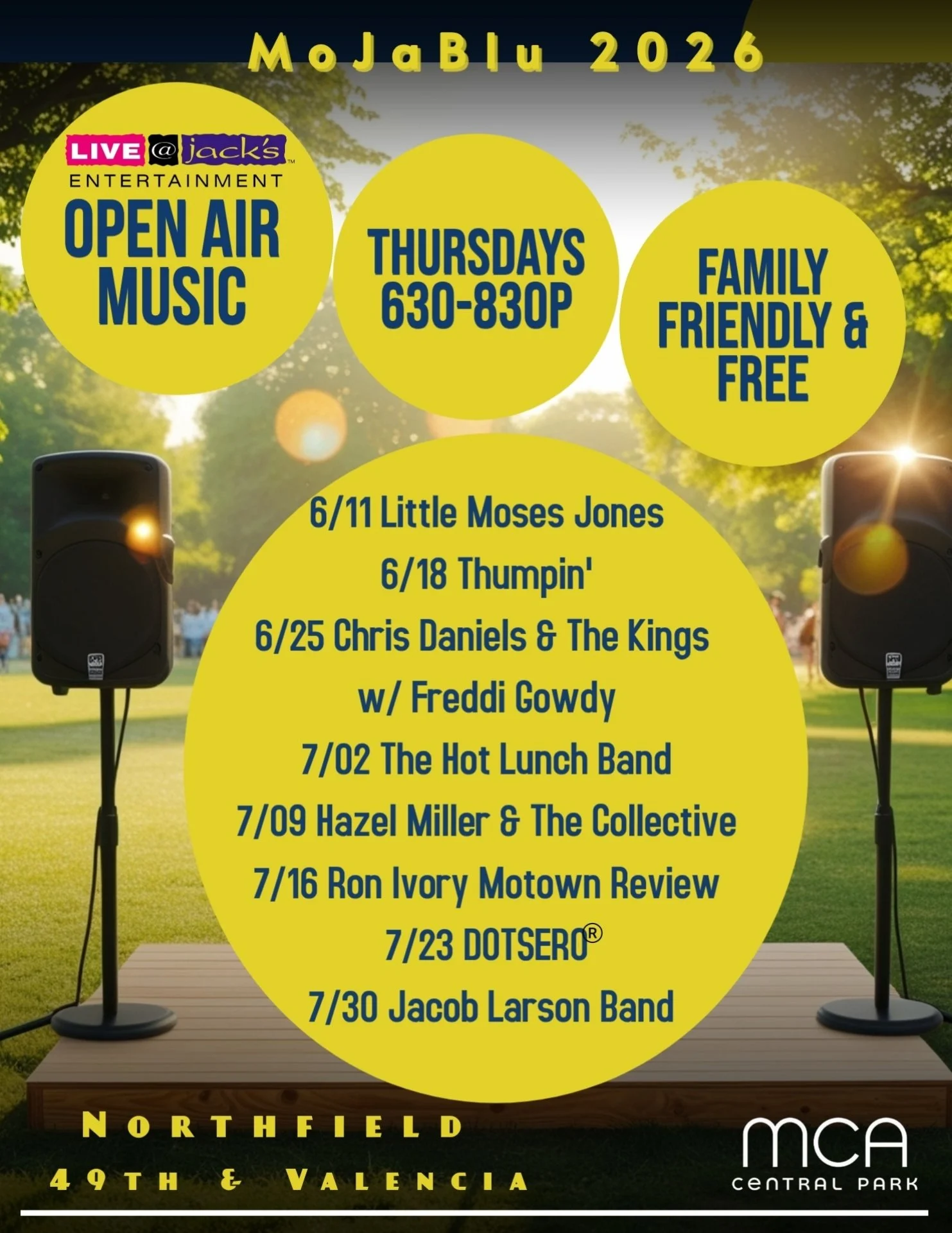 MoJaBlu MCA Central Park North Green Concerts 2026