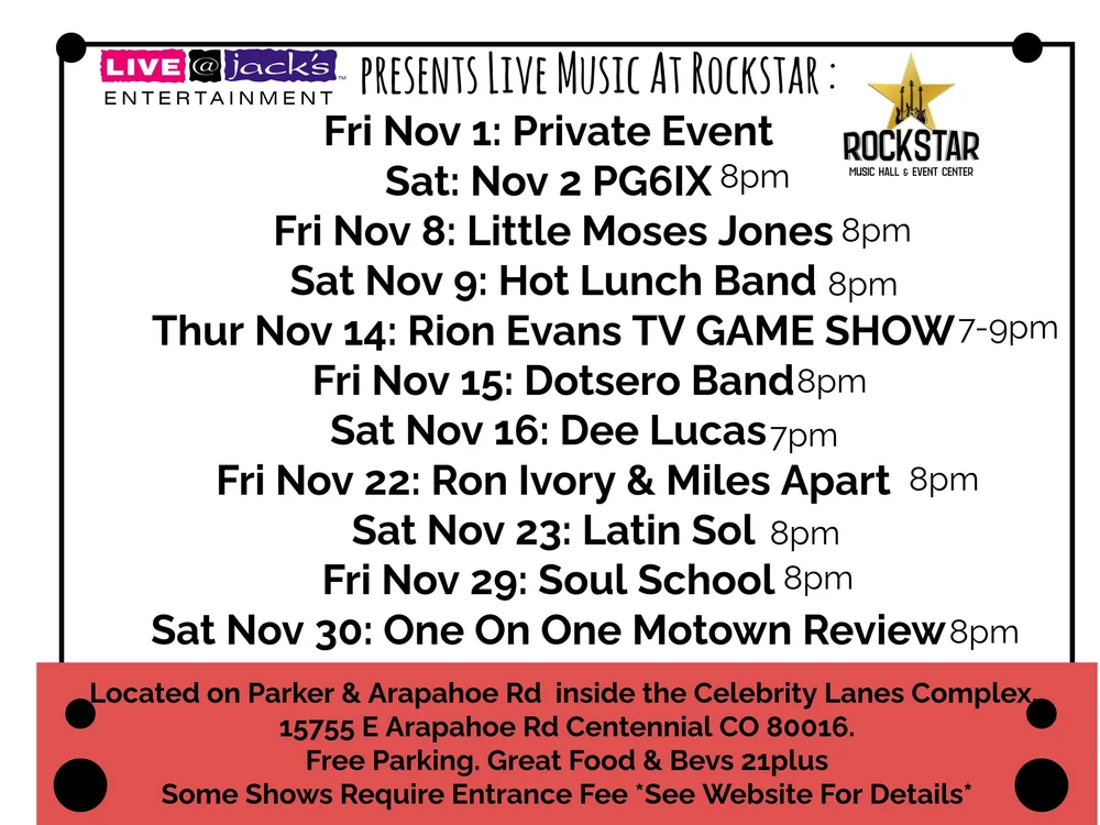 November Live Music Events at Rockstar Music Hall — Live @ Jack's ...