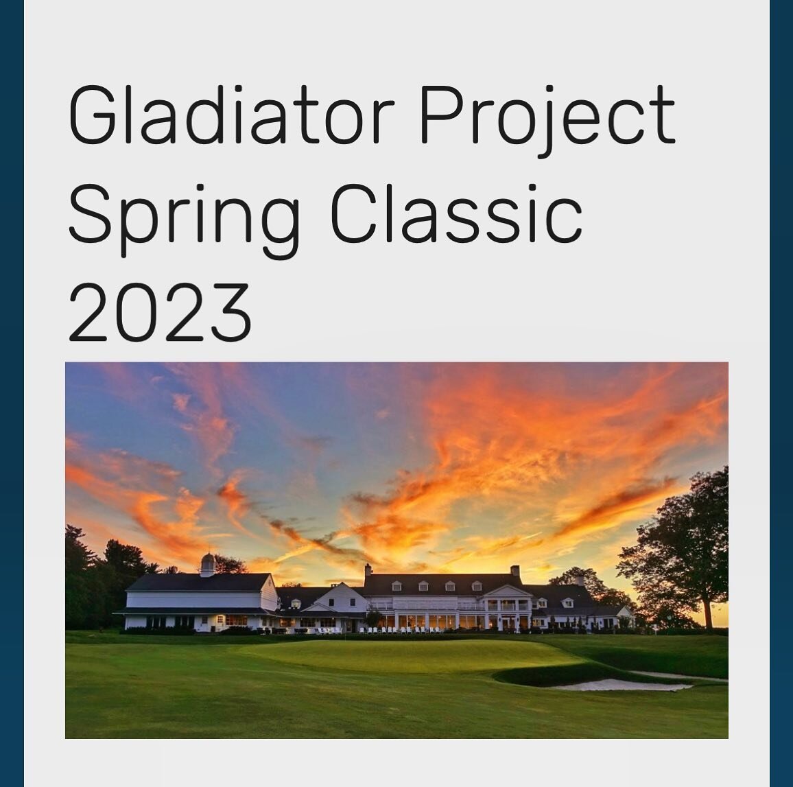 Do something fun this Friday: register for the Gladiator Project Spring Classic! Link in bio. 

Registration is now open for a day of incredible golf and hospitality at Plainfield Country Club, one of the country&rsquo;s top courses. Every Gladiator 