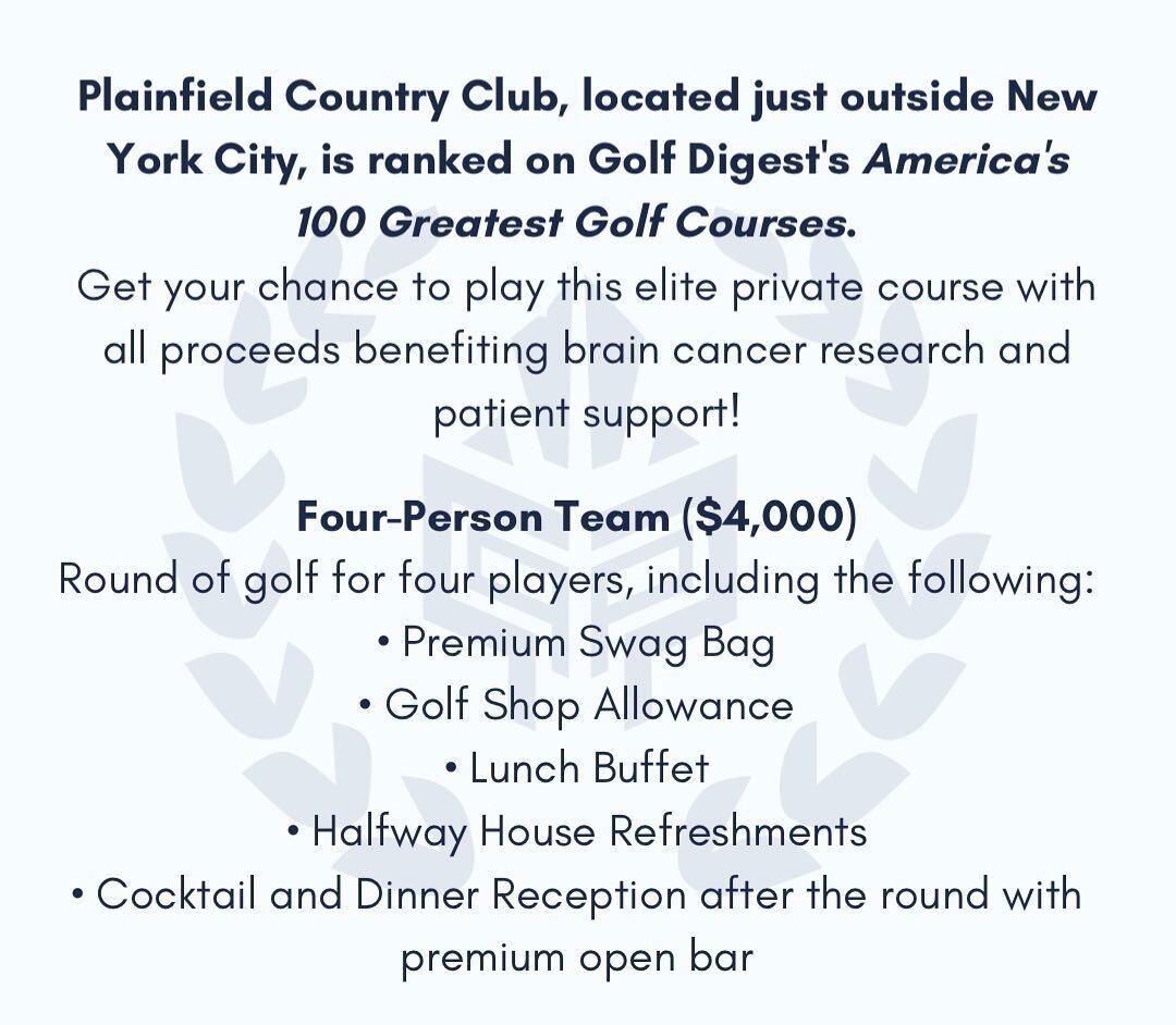 Spring Classic foursomes are available now. Talk about a premium experience! Come enjoy top-notch golf benefiting brain cancer research and patient support! Registration link in bio ⛳️ or message us with any questions🏌️&zwj;♂️