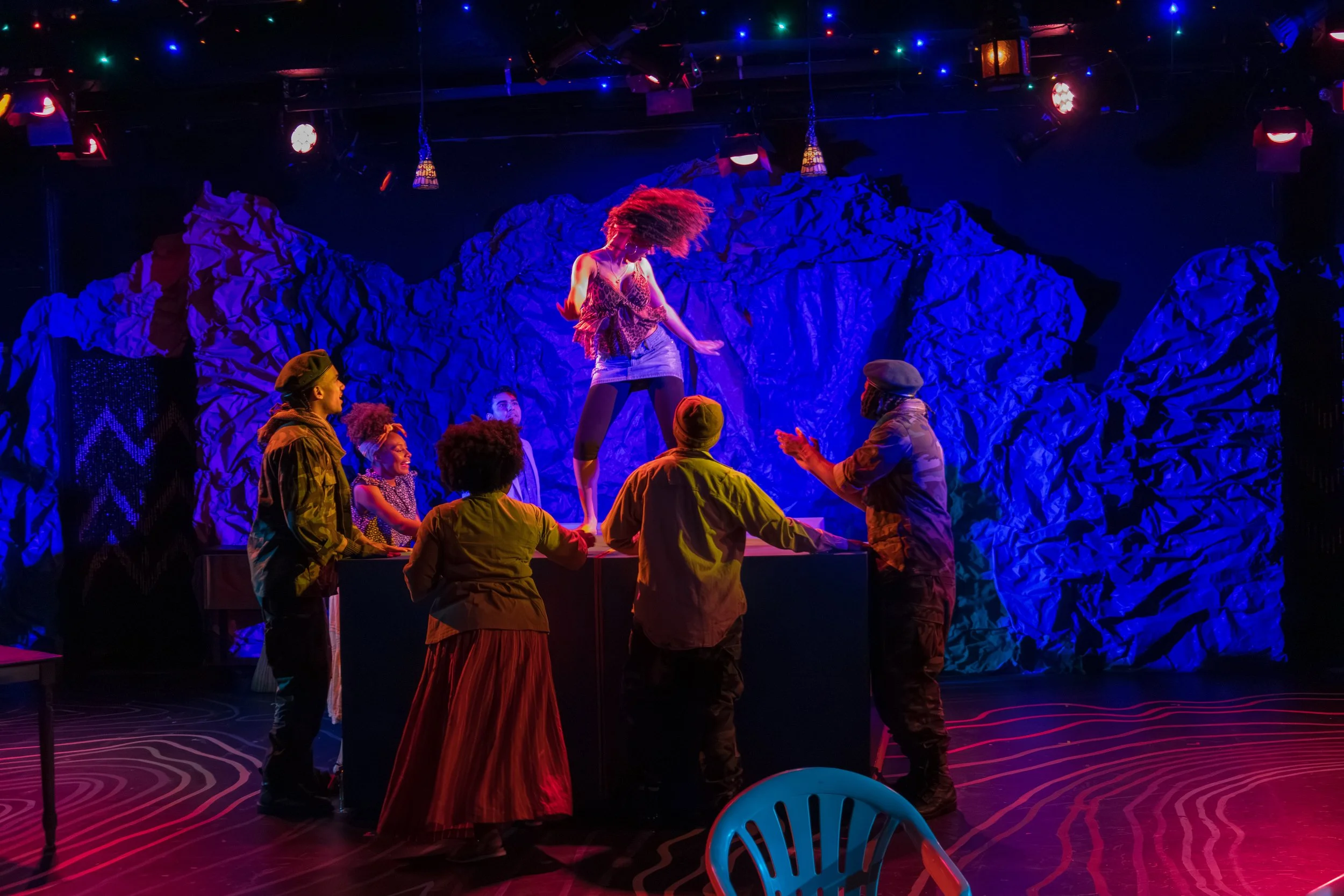 (Background) Sami Rizvi (Midground) Jaden Wyche, Imani Destinee, Mercedes Robinson, and Jamar Felder, (Foreground) Sophie Lambert and Jax Mitchell