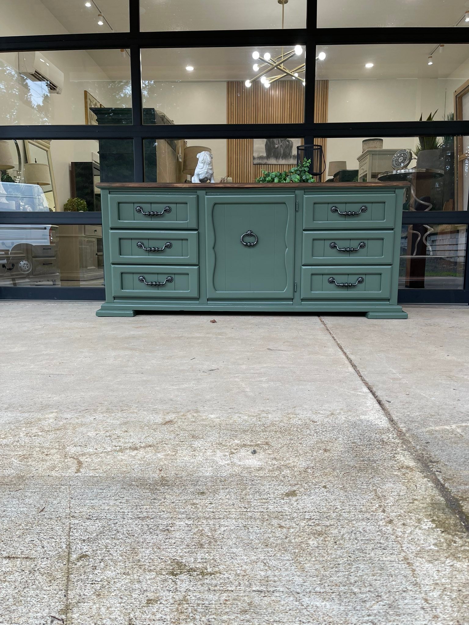 Amazing  green solid wood dresser added yo my shop Furniture on 5th 72x18x32  follow for more at http://furnitureon5th.com