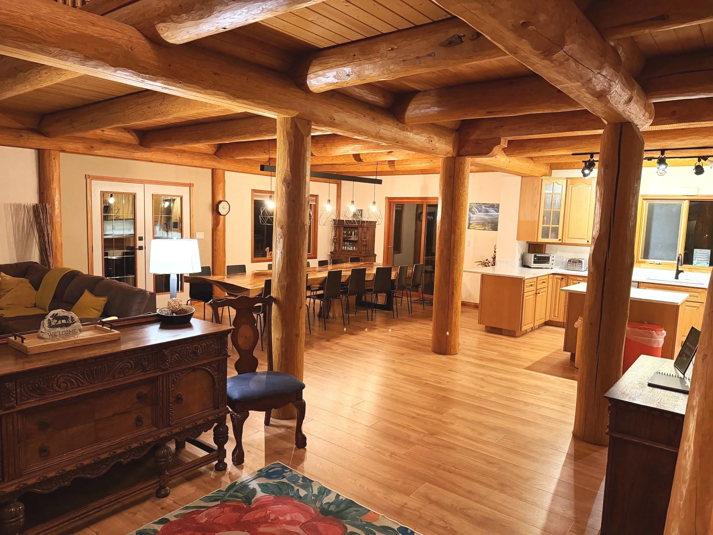 Open concept main floor with new hardwood flooring throughout.