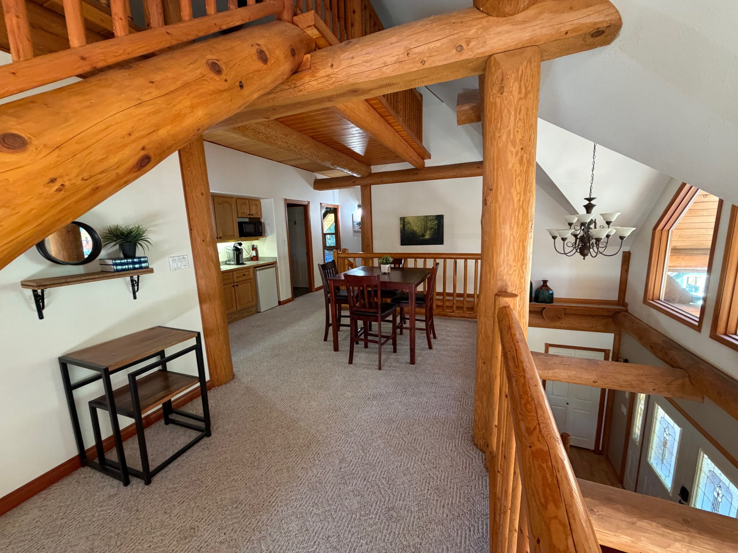 Second floor, great place to play games, also a small desk area for remote work