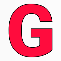 A large red letter G with a white background.