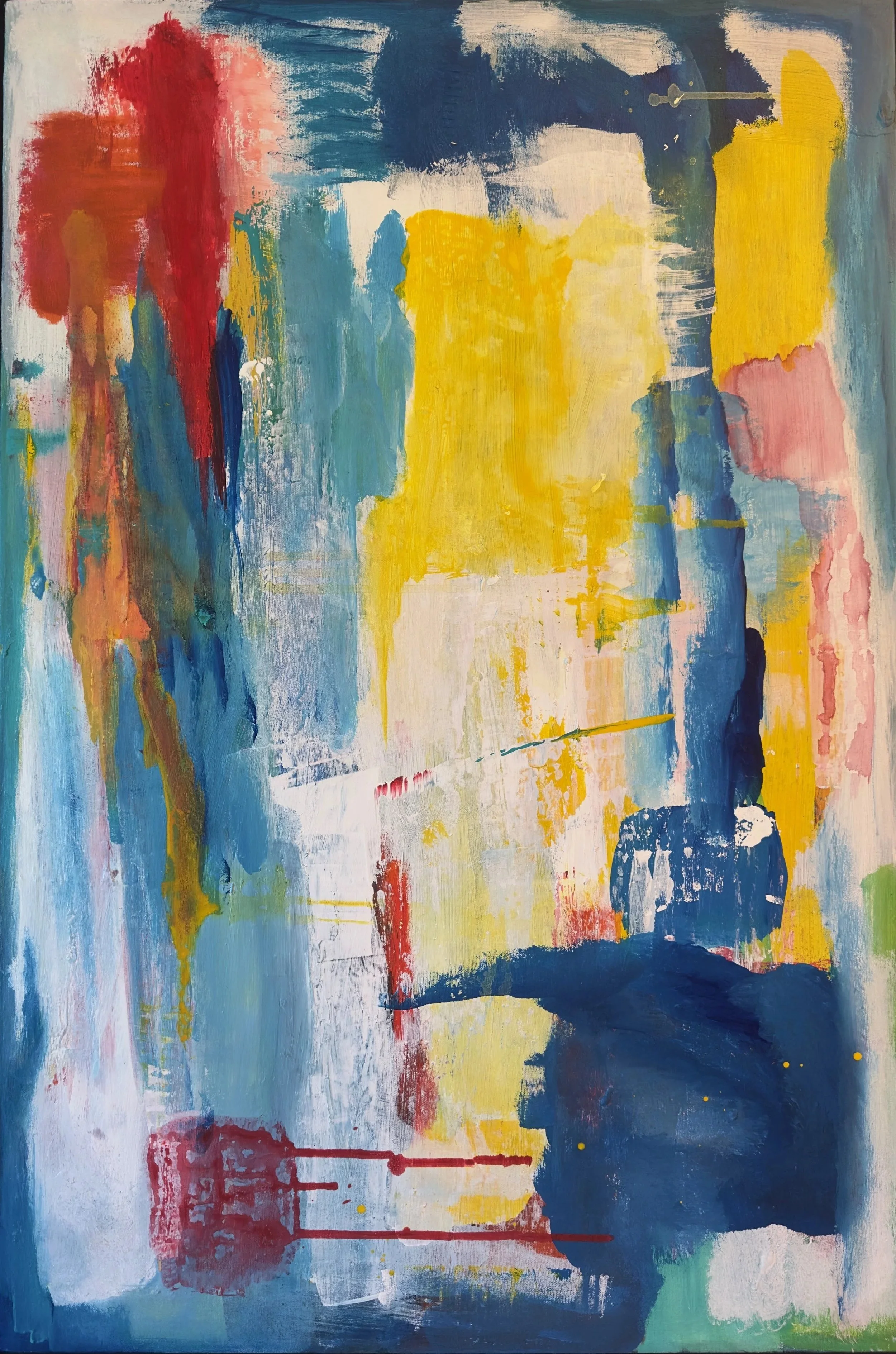 Intervals $1300 24 x 36 plus black wood frame.  
Colors at intervals in this painting but blended together in the big picture!