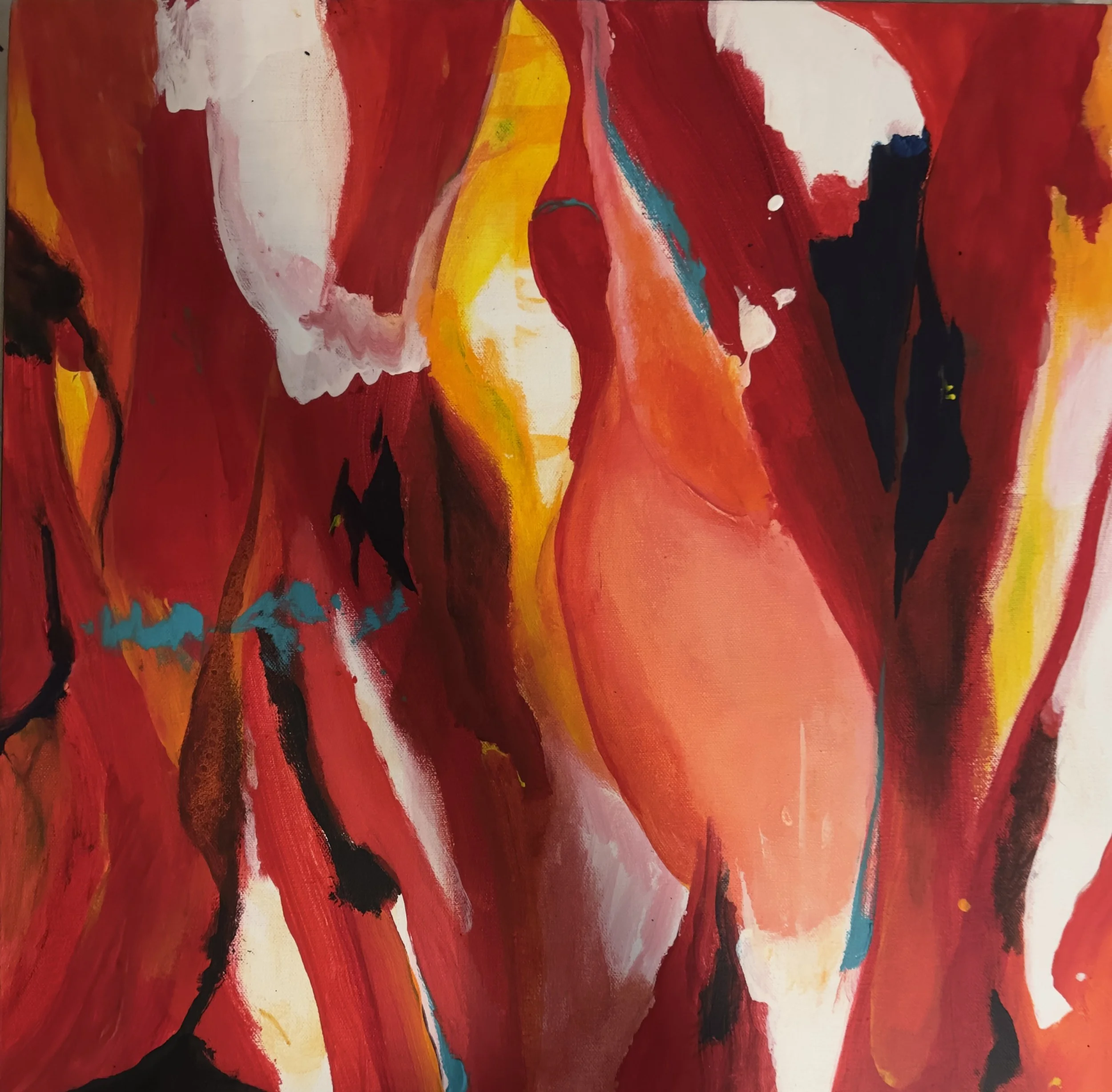 Crimson Field - 20 x 20 plus frame. $590 currently at Desert Art Center April and May 2026