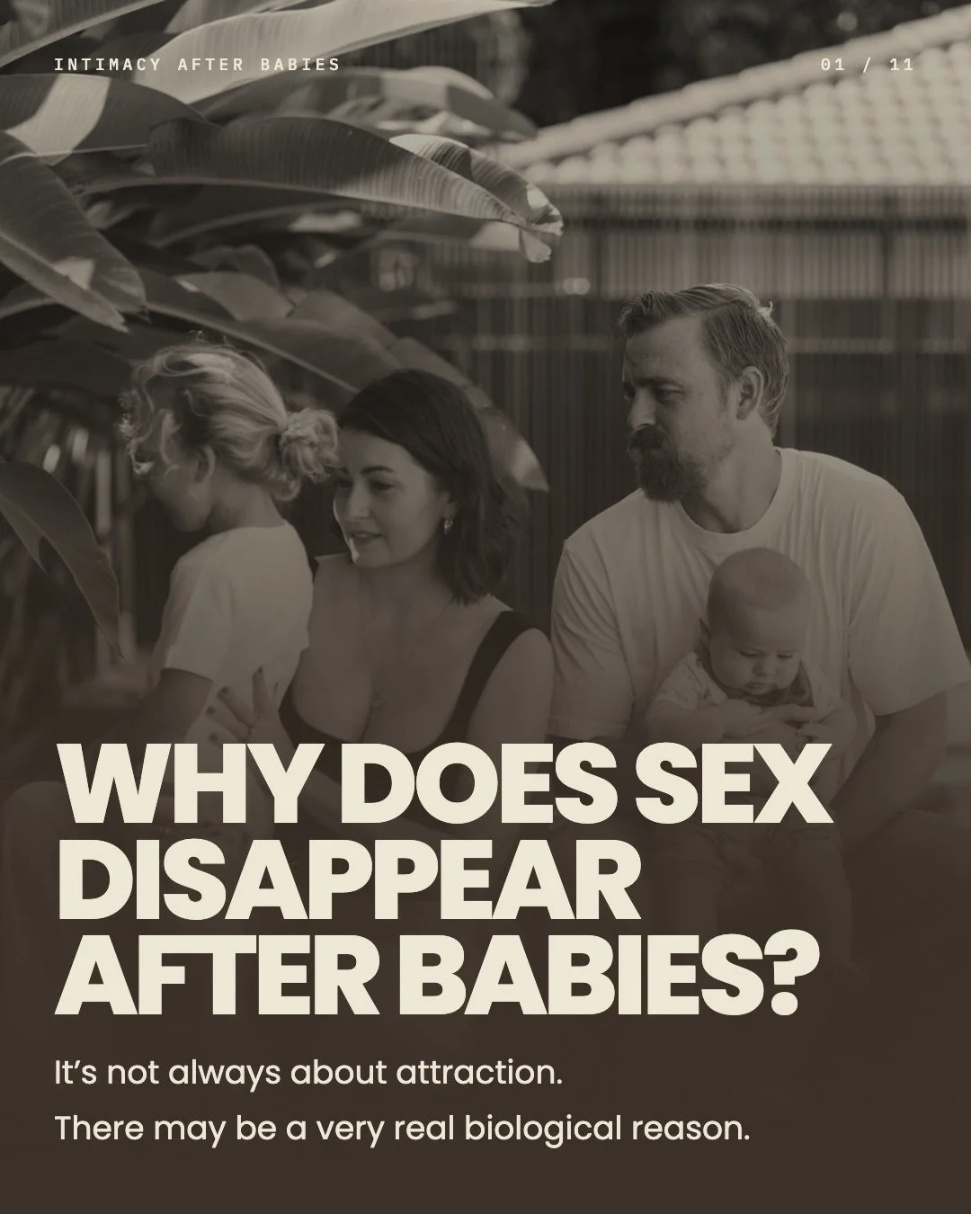 Sex after babies can change, sometimes dramatically.

And when nobody explains why, it&rsquo;s very easy for both people to make it mean something it doesn&rsquo;t.

She may think: Why don&rsquo;t I feel like I want him anymore? 
He may think: Why do