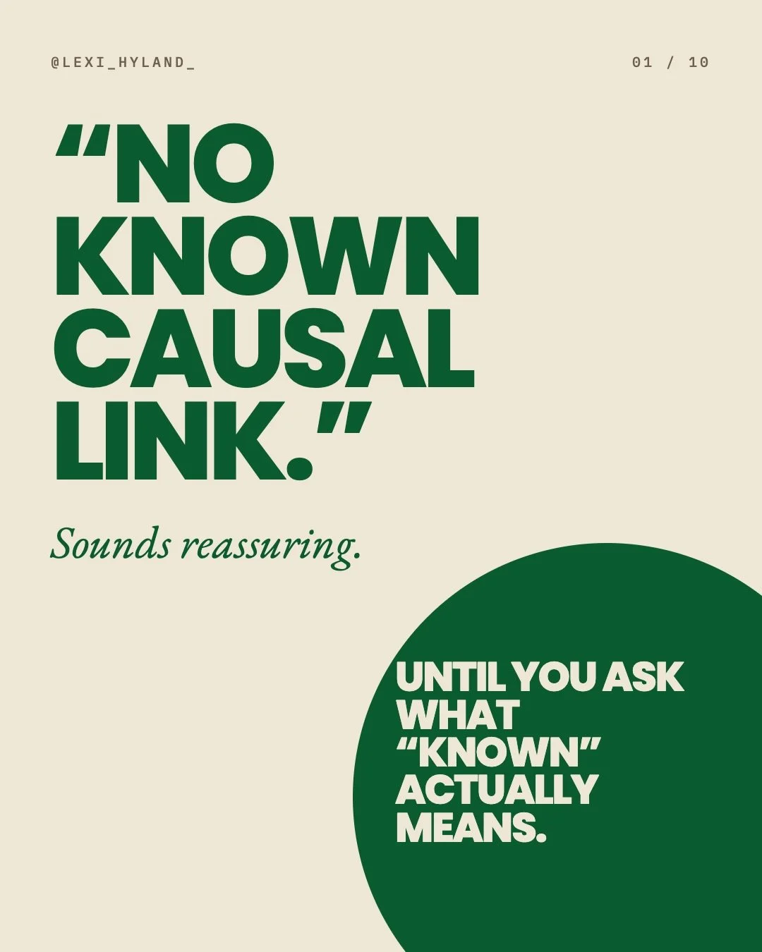 &ldquo;No known causal link.&rdquo;

Sounds reassuring, doesn&rsquo;t it?

But not necessarily to an informed parent.

An informed parent knows there&rsquo;s a BIG difference between something being thoroughly investigated, with evidence arguing agai