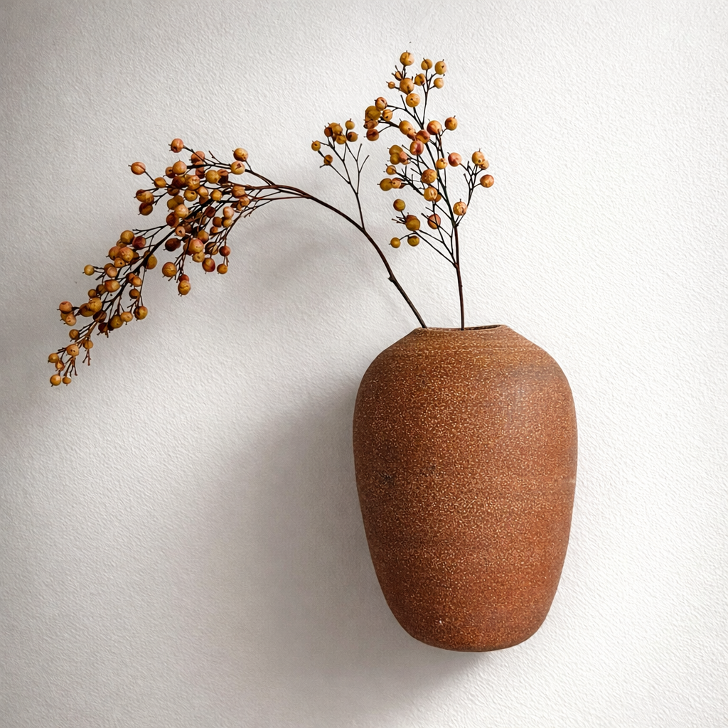 Red Stoneware Wall Vessel