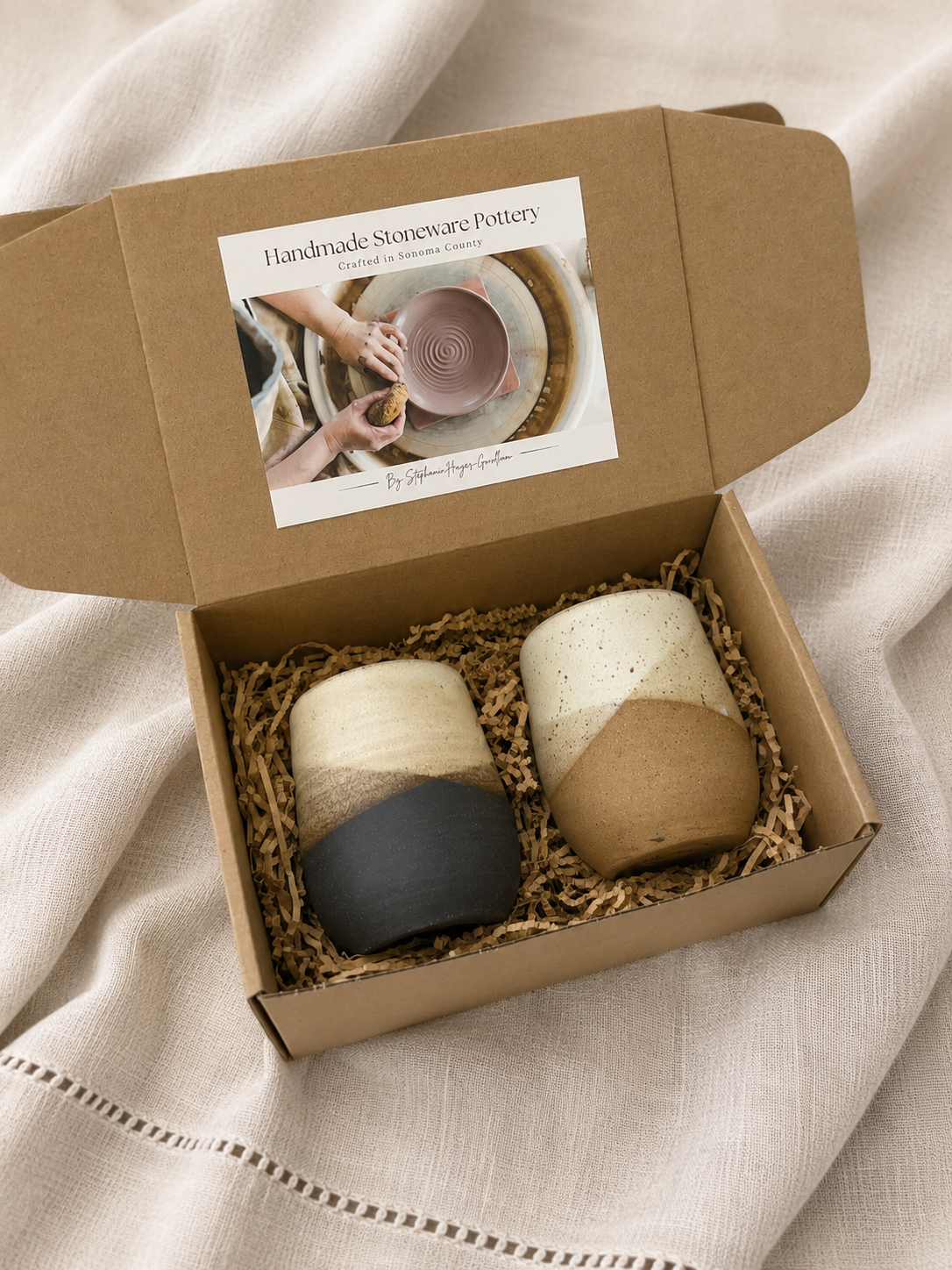 Handmade Stoneware Tumbler Gift Box Set | Combo Ceramic Round Tumblers | Set of 2