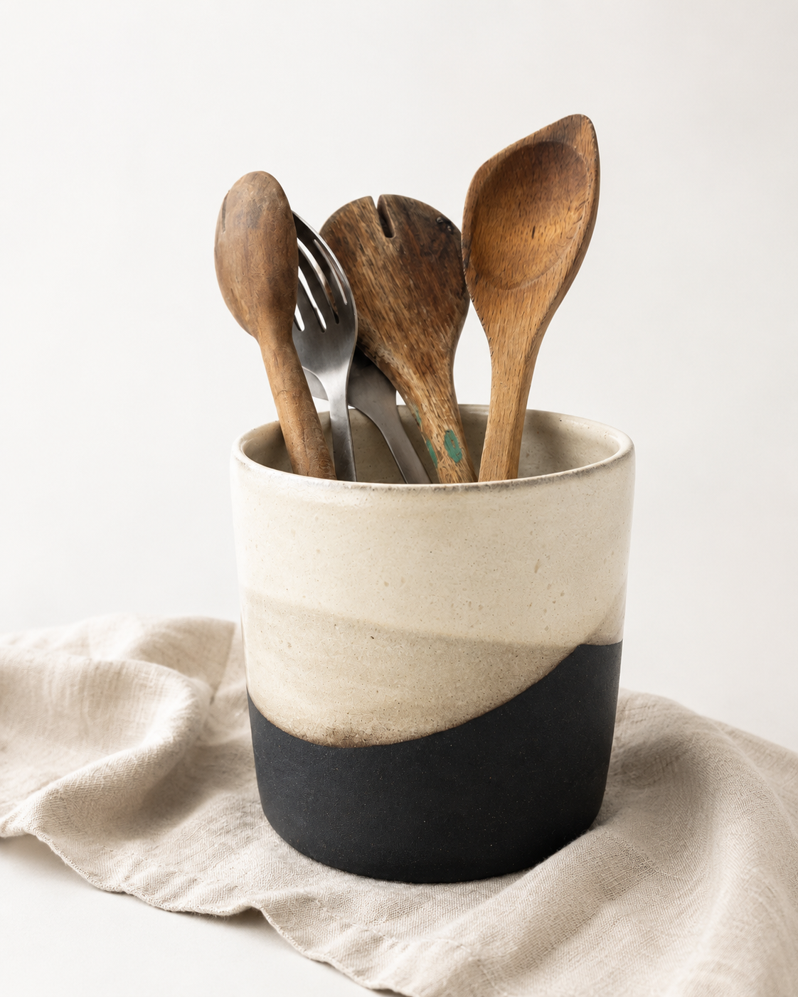 Black Stoneware Utensil Holder — XL