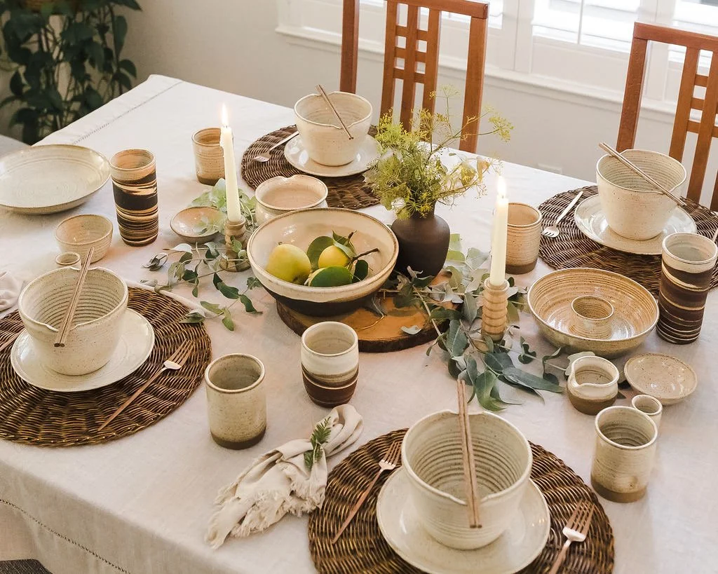 handmade stoneware modern farmhouse pottery earthy ceramic dinnerware small batch ceramics USA handmade pottery gifts