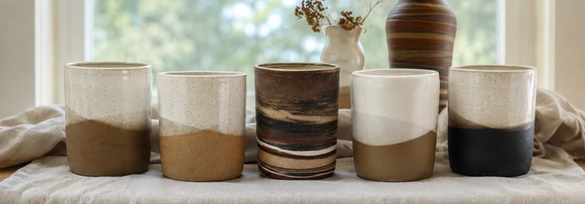 handmade stoneware pottery speckled clay marbled clay moroccan clay black clay