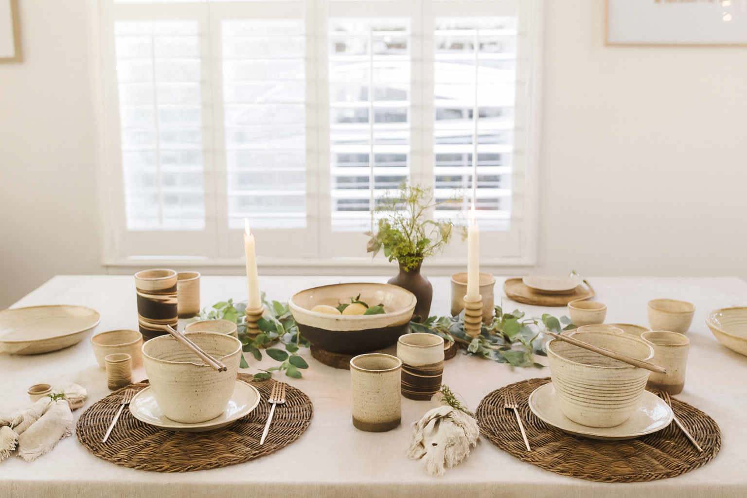 handmade stoneware pottery tableware made in sonoma county california small batch pottery neutral stoneware