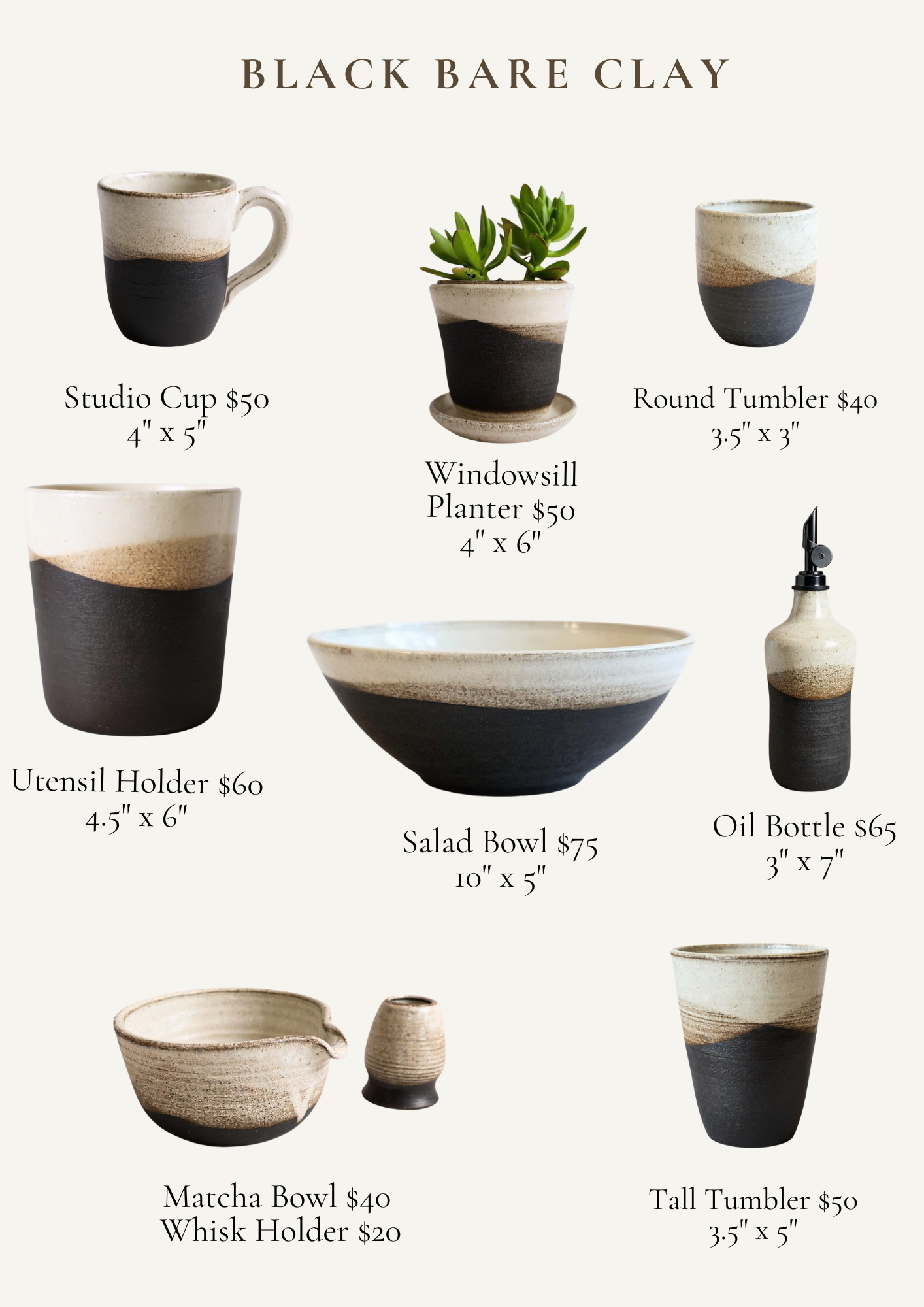 black bare clay catalog for gift registry wholesale