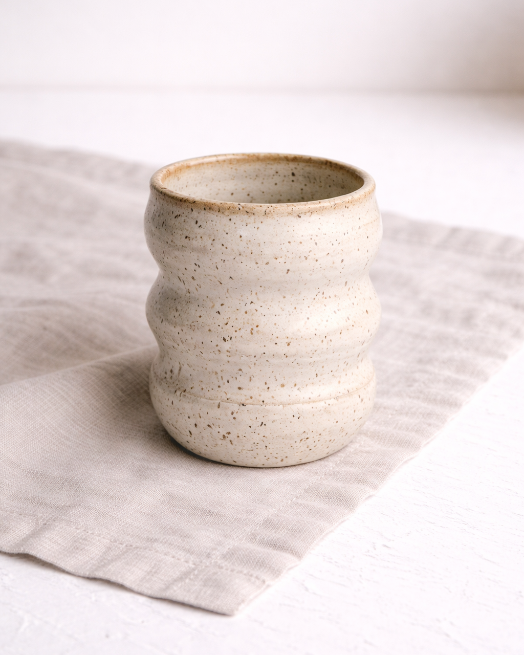 handmade stoneware pottery wavy tumbler cocktail cup