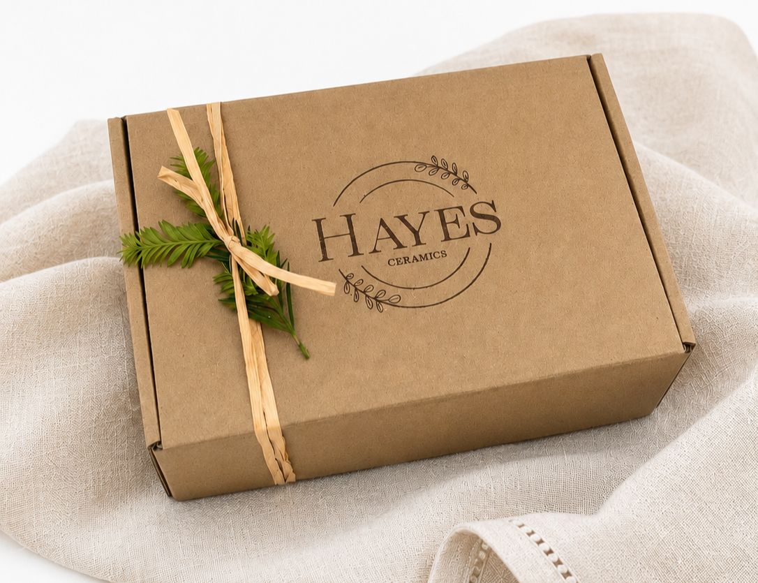 Handmade pottery gift box by Hayes Ceramics handmade stoneware tumbler set