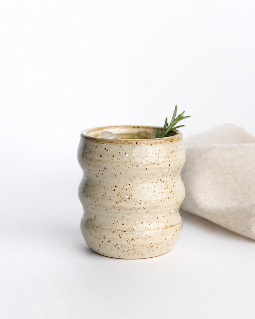 Handmade speckled stoneware wavy tumbler by Hayes Ceramics
