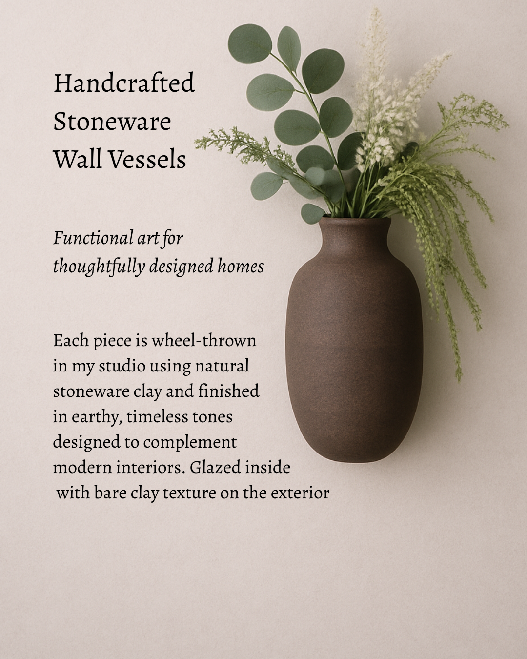 wall vase wall vessel handmade stoneware hanging vase garden ware flowers bouquet