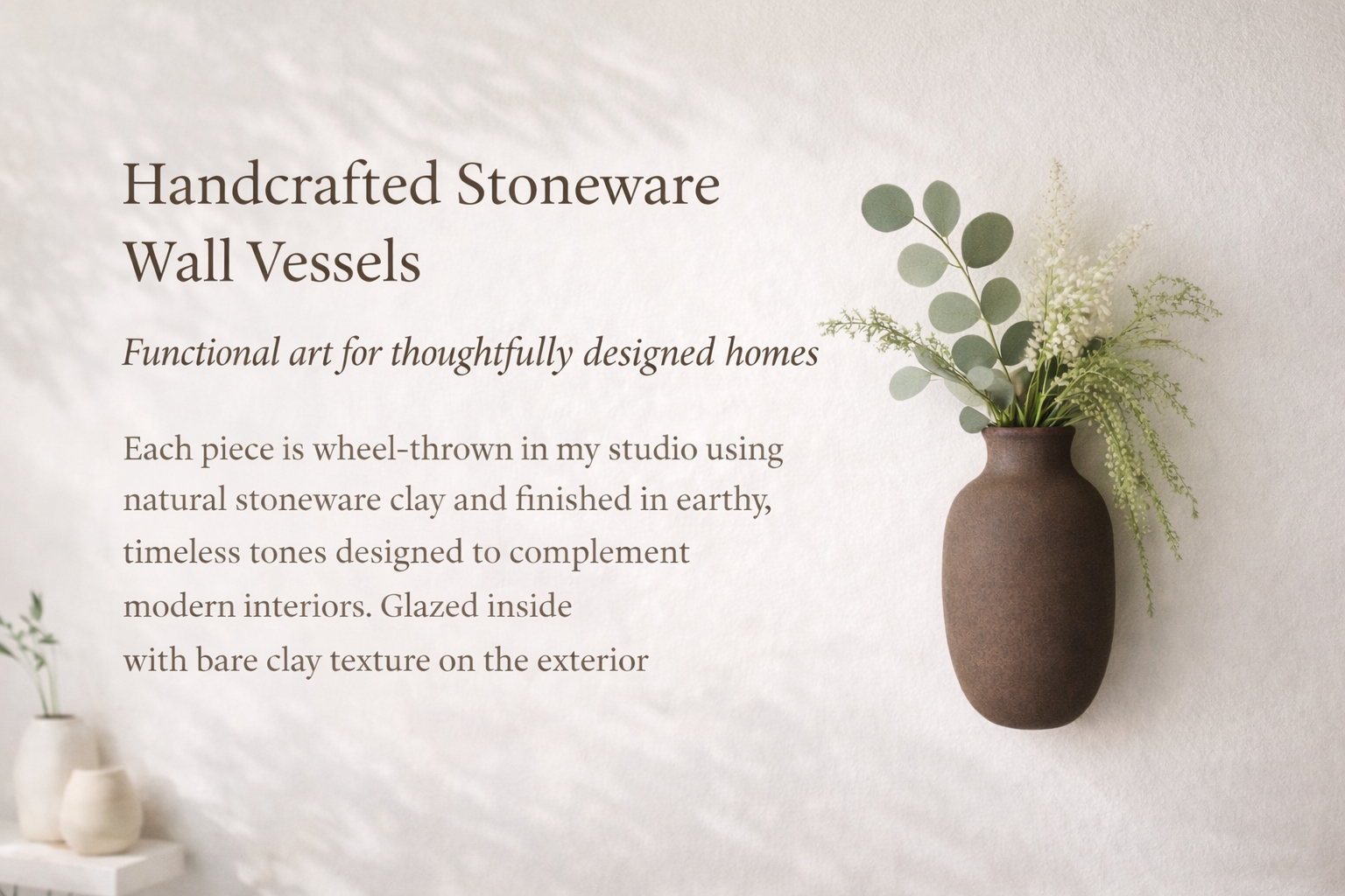 handmade hanging vase stoneware wall vase for modern interiors. hayes ceramics by stephanie hayes gwilliam